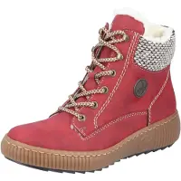 Rieker Damen Winterstiefeletten/ Schnürstiefeletten Rot Kunstleder Größe: 38
