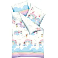 Kaeppel Kinderbettwäsche "Rainbow Fairies", bunt, B/L: 100cm x 135cm, 1 Stk., 1 Stk., Renforcé, B/L: 40cm x 60cm, 2 Stk., Renforcé, Obermaterial: 100% Baumwolle, Bettwäsche, Kinderbettwäsche, Mit Feen