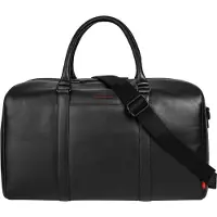 Bugatti Reisetasche "CLARK", Gr. B/H/T: 46cm x 25cm x 25cm onesize, schwarz, Leder, leicht glänzend, unifarben, Taschen Reisetasche, echt Leder