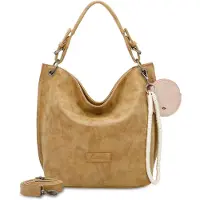 Fritzi aus Preußen Schultertasche Fritzi01N Vintage Hobo Bag Cracker hellbraun