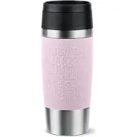 EMSA Travel Mug Thermobecher, 0,36 Liter, Innovativer Isolierbecher mit einem vakuumisoliertem Edelstahlgehäuse, 1 Thermosbecher, Farbe: Rosa