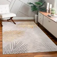 Paco Home Teppich "Tuana 218" rechteckig 15 mm Höhe Kurzflor, modernes Blätter Design, Hoch-Tief-Struktur, Wohnzimmer