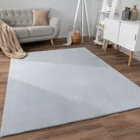 Paco Home Teppich "Sevilla 521", grau, B:60cm H:16mm L:100cm, Polyester, Teppiche, Teppich, Kurzflor, Uni Farben, weich & kuschelig, Hoch-Tief Effekt, Wohnzimmer