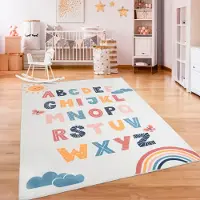 Paco Home Kinderteppich "Eliz 394", bunt (mehrfarbig), B:240cm H:12mm L:340cm, Polyester, Teppiche, Kinderteppich, Kurzflor, Spielteppich, Motiv Alphabet & Regenbogen