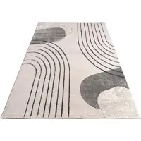 Paco Home Teppich "Tuana 216", grau, B:240cm H:15mm L:340cm, Polypropylen (PP), Teppiche, Teppich, Kurzflor, modernes Design, Regenbogen, Hoch-Tief Struktur, Scandi-Look