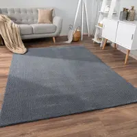 Paco Home Teppich "Sevilla 521", grau (anthrazit), B:80cm H:16mm L:150cm, Polyester, Teppiche, Teppich, Kurzflor, Uni Farben, weich & kuschelig, Hoch-Tief Effekt, Wohnzimmer