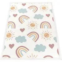 Paco Home Kinderteppich "Emilia 352", rechteckig, 24 mm Höhe, Kurzflor, Sonne, Wolken, Regenbogen, sehr weicher Flor