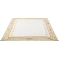 Theko Wollteppich "Pelinia 7745", beige, B:80cm H:12mm L:150cm, Schurwolle, Teppiche, Wollteppich, Kurzflor, Uni Farben, mit Bordüre, reine Wolle