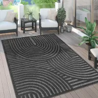 Paco Home Teppich "Livorno 674", rechteckig, 14 mm Höhe, Uni Farben, moderner Hoch-Tief-Effekt, Scandi-Look, Outdoor geeignet