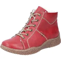 Rieker Winterboots , Damen, Gr. 42, Warmfutter, rot, Lederimitat, unifarben, Schuhe Winterboots, Schnürboots, Stiefelette, High Top Sneaker mit Innenreißverschluss