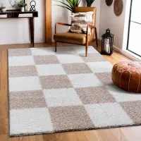 Sanat 1100000002199 "Milano 1250, auch als Läufer und in Rund" rechteckig 30 mm Höhe Hochflor, Shaggy, Karo, Wohnzimmer, Schlafzimmer