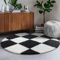 Sanat 1100000002199 "Milano 1250, auch als Läufer und in Rund" rund 30 mm Höhe Hochflor, Shaggy, Karo, Wohnzimmer, Schlafzimmer