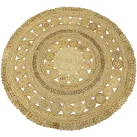 Carpetfine Sisalteppich "Juteteppich Finn", beige (natur), H:13mm Ø:150cm, Jute, Teppiche, Sisalteppich, natürliches Pflanzenmaterial von Hand gewebt, Boho Style