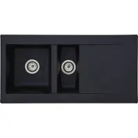Respekta Einbauspüle Küchenspüle Spüle Granit Mineralite 100 x 50 Schwarz Denver, 1,5 Becken