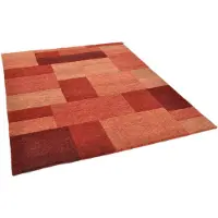 Theko Wollteppich "Dalas - 7709, handgeknüpft", rot, B:170cm H:18mm L:240cm, Schurwolle, Teppiche, Wollteppich, reine Wolle, Patchwork Design, Wohnzimmer