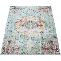 Paco Home In- & Outdoor Teppich Modern Orient Print Terrassen Teppich Türkis Grösse 60x100 cm