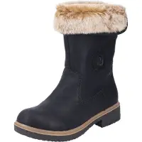 Rieker warme Damen Stiefelette mit flauschigem Plüschrand Z5054, Größe:42 EU, Farbe:Schwarz