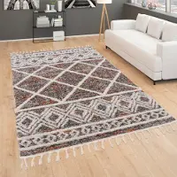 Paco Home Hochflor-Teppich "Monza 651", bunt (mehrfarbig), B:120cm H:34mm L:160cm, Polyester, Teppiche, Hochflor-Teppich, meliert, Rauten Muster, 3D-Effekt, mit Fransen