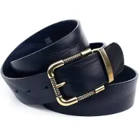 Anthoni Crown Ledergürtel , Damen, Gr. 100, blau (dunkelblau), Leder, unifarben, Gürtel Ledergürtel, mit goldfarbener Dornschließe, Metallschlaufe