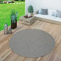 Paco Home Outdoor Teppich wetterfest Garten & Terrasse flachgewebt Uni Sisaloptik robust 160 cm rund