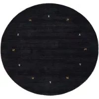 Carpetfine 1100000002199 "Gabbeh Uni, auch als Läufer und Rund erhältlich", schwarz, H:15mm Ø:80cm, Wolle, Teppiche, 1100000002199, reine Wolle, handgewebt, Gabbeh Loom Tiermotiv, große Farbauswahl
