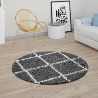 Paco Home Hochflor-Teppich "Kalmar 441", rund, 40 mm Höhe, Scandi Design, Rauten Muster, weich & kuschelig