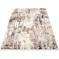 Oci Die Teppichmarke Teppich "TOP ALINA", braun (braun, beige), B:160cm H:7mm L:230cm, Polypropylen (PP), Teppiche, Teppich, 3-D Hoch Tief Optik, mit Fransen, Wohnzimmer