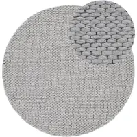 Carpetfine Wollteppich "Sina", rund, 14 mm Höhe, grobe Struktur, Zeitloses Design, reine Wolle, Wohnzimmer