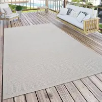 Paco Home Outdoor Teppich wetterfest Garten & Terrasse flachgewebt Uni Sisaloptik robust Grösse 60x100 cm