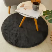 Otto Home Hochflor-Teppich "Lugano", grau (anthrazit), H:30mm Ø:80cm, Teppiche, Hochflor-Teppich, Kunstfell, Uni Farben, sehr weich & kuschelig