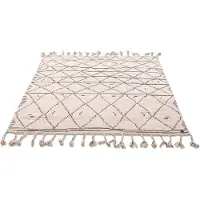Tom Tailor Teppich HOME "Nomad" Gr. 2, beige (natur), B:65cm H:5mm L:135cm, Baumwolle, Wolle, Teppiche, Teppich, handgewebt, mit Fransen, Boho-Style