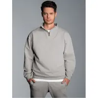 Trigema Sweatshirt "Troyer in bequemer Sweat-Qualität", Herren, Gr. XXL, grau (grau, melange), Sweatware, 70% Baumwolle, 30% Polyester, Basic, ohne Ausschnitt, Sweatshirts Sweatshirt