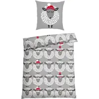 Schiesser Bettwäscheset Sippa | Winterprint | Feinbiber | 2-teilig | 100% Baumwolle | Kuschelweich | YKK-Reißverschluss | 135x200 cm + 80x80 cm | Grau