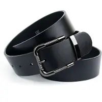 Anthoni Crown Ledergürtel , Damen, Gr. 100, schwarz, Leder, unifarben, Gürtel Ledergürtel, mit Schließe in Schwarz Metallic