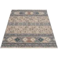 Oci Die Teppichmarke Teppich "GRAND FASHION IKARUS", grau (grau, blau), B:120cm H:5mm L:170cm, Polyester, Teppiche, Teppich, Vintage Optik, feine Fransen, Wohnzimmer