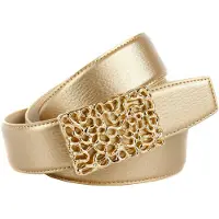 Anthoni Crown Ledergürtel , Damen, Gr. 75, gold (goldfarben), Leder, unifarben, Gürtel Ledergürtel, mit glänzender, filigraner, goldfarbener Schließe