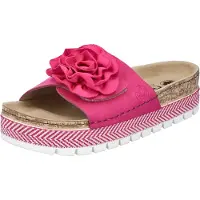 Rieker Pantolette , Damen, Gr. 39, Synthetik, pink (fuchsia), Nubuklederimitat, Textil, Schuhe Pantolette, Sommerschuh, Schlappen mit modischem Plateau