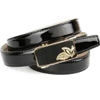 Anthoni Crown Ledergürtel , Damen, Gr. 105, schwarz, Leder, unifarben, Gürtel Ledergürtel, Schmaler Lackledergürtel, kleine Blätter