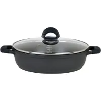 GSW Servierpfanne "SilcoGuss noir" Aluminiumguss langlebige Antihaft-Versiegelung, Literskala, Ø 28 cm, Induktion