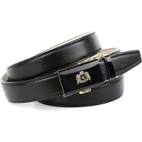 Anthoni Crown Ledergürtel , Damen, Gr. 100, schwarz, Leder, unifarben, Gürtel Ledergürtel, mit goldfarbener Glas-Schließe und Wappen