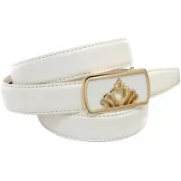 Anthoni Crown Ledergürtel , Damen, Gr. 100, weiß, Leder, unifarben, Gürtel Ledergürtel, mit goldfarbener eleganter Schließe