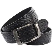 Anthoni Crown Ledergürtel , Damen, Gr. 100, schwarz, Leder, Flechtoptik, unifarben, Gürtel Ledergürtel, Pflanzlich gegerbter Vollrindledergürtel mit Flecht-Prägung