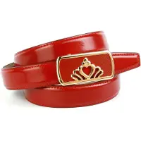 Anthoni Crown Ledergürtel , Damen, Gr. 95, rot, Leder, unifarben, Gürtel Ledergürtel, in rot mit Kristall-Glas-Schnalle