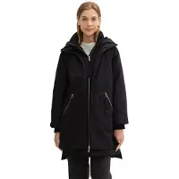 Tom Tailor Denim Damen Parka mit Teddyfell in der Kapuze, 14482 - Deep Black, L