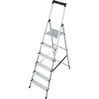 Krause Stehleiter "Solidy", grau (aluminiumfarben), B:50cm H:11cm L:205cm, Aluminium, Leitern, Stehleiter, Aluminium, 1x6 Stufen, Arbeitshöhe ca. 327 cm