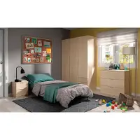 Dmora Garderobe Warren, Schlafzimmerschrank mit 3 Türen und 3 Schubladen, Schrank mit 3 Einlegeböden und Kleiderstange, 121x52h180 cm, Eiche