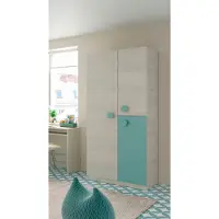 Dmora Garderobe Manchester, Kleiderschrank im Schlafzimmer, Schrank mit 3 Türen und 3 Einlegeböden mit Kleiderstange, 90x52h200 cm, Grau und blaugrün