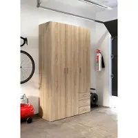 Dmora Kleiderschrank mit drei Türen und drei Schubladen, Eichenfarbe, 115 x 49 x H200 cm