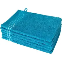 Dyckhoff Waschhandschuh "Wave", blau (petrol), B:16cm L:21cm, Frottier, Baumwolle, Handtücher, Waschhandschuh, mit Jacquard-Bordüre