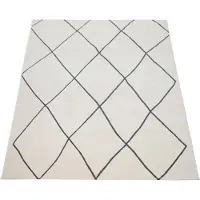 Paco Home Teppich "Haral 786", weiß, B:80cm H:9mm L:150cm, Polyester, Polypropylen, Teppiche, Teppich, Kurzflor, Scandi Design, Rauten Motiv
